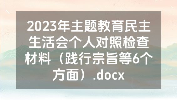 2023年主题教育民主生活会个人对照检查材料（践行宗旨等6个方面）.docx