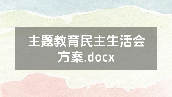 主题教育民主生活会方案.docx
