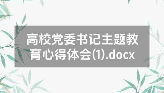 高校党委书记主题教育心得体会(1).docx