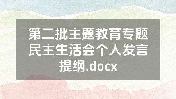 第二批主题教育专题民主生活会个人发言提纲.docx
