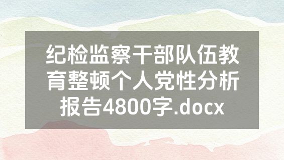 纪检监察干部队伍教育整顿个人党性分析报告4800字.docx