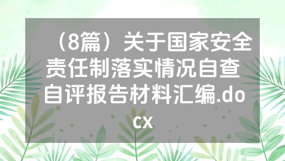 （8篇）关于国家安全责任制落实情况自查自评报告材料汇编.docx