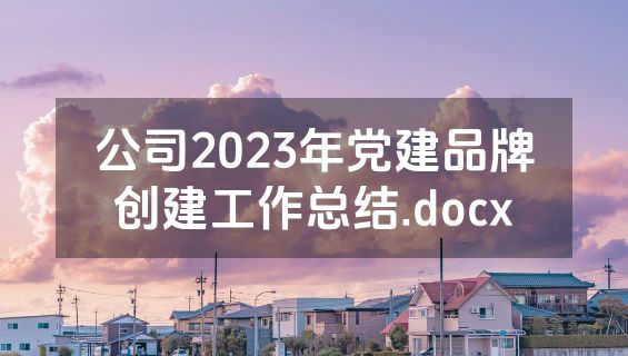 公司2023年党建品牌创建工作总结.docx
