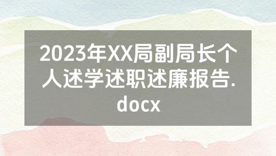 2023年XX局副局长个人述学述职述廉报告.docx