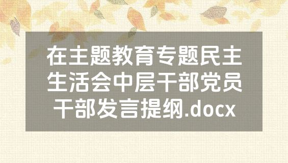 在主题教育专题民主生活会中层干部党员干部发言提纲.docx