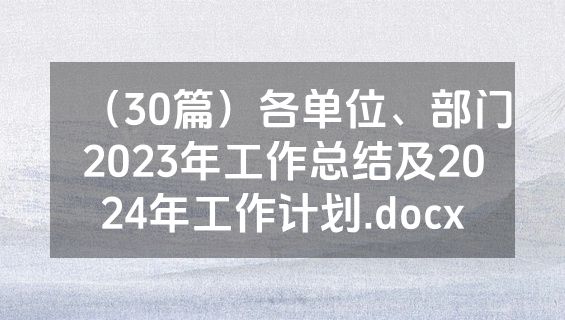 （30篇）各单位、部门2023年工作总结及2024年工作计划.docx