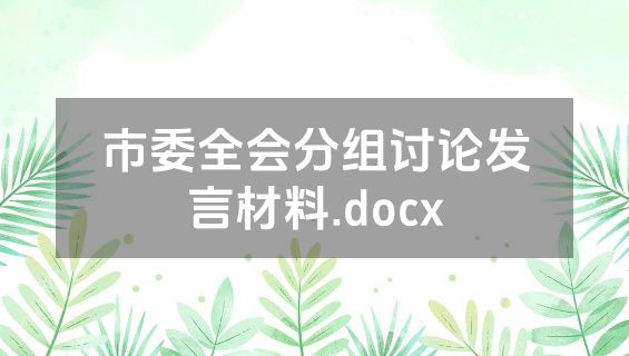 市委全会分组讨论发言材料.docx