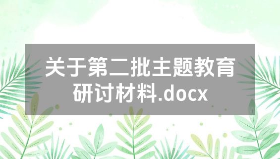 关于第二批主题教育研讨材料.docx