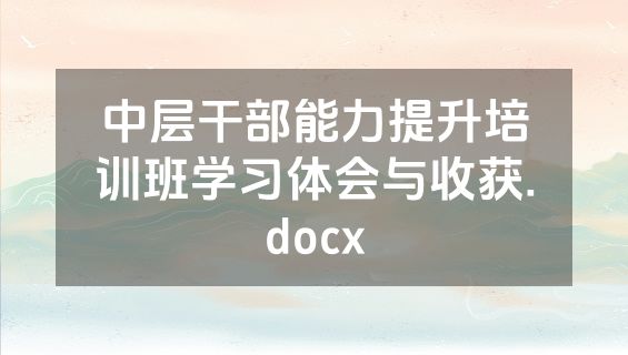 中层干部能力提升培训班学习体会与收获.docx