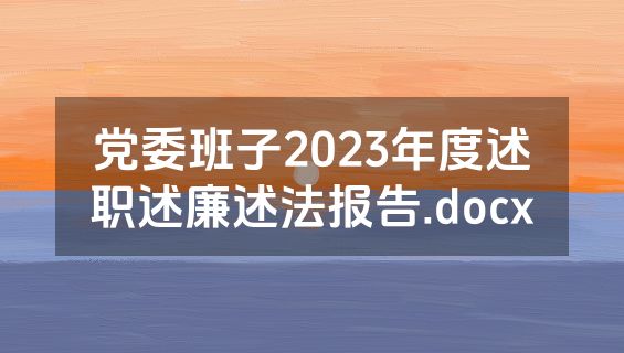 党委班子2023年度述职述廉述法报告.docx
