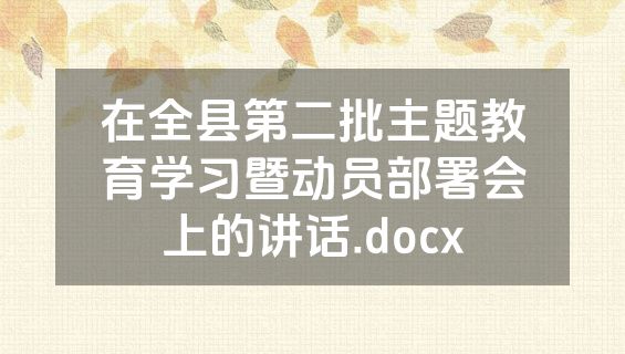 在全县第二批主题教育学习暨动员部署会上的讲话.docx