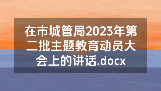在市城管局2023年第二批主题教育动员大会上的讲话.docx