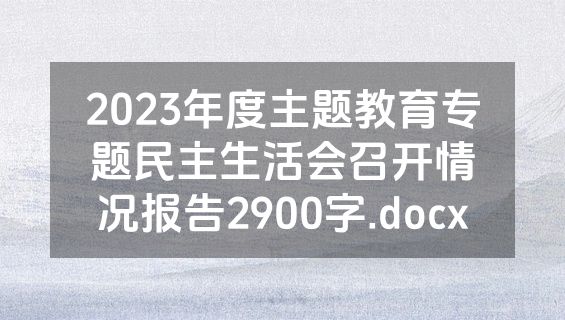 2023年度主题教育专题民主生活会召开情况报告2900字.docx