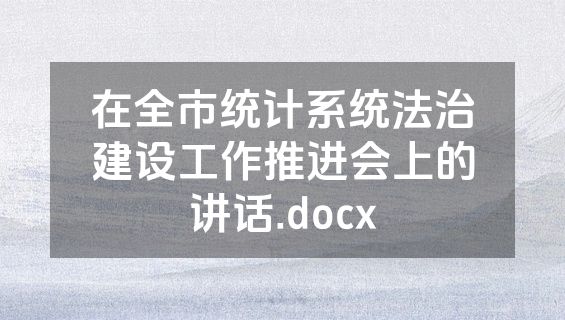 在全市统计系统法治建设工作推进会上的讲话.docx
