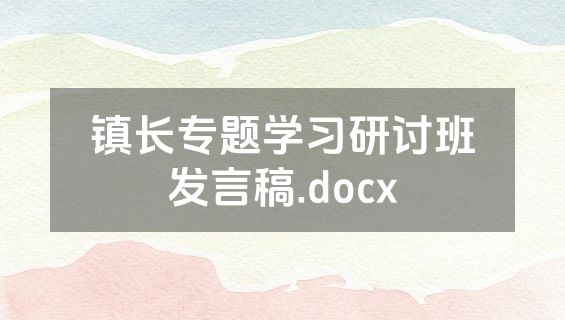 镇长专题学习研讨班发言稿.docx