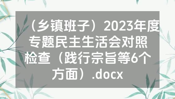 （乡镇班子）2023年度专题民主生活会对照检查（践行宗旨等6个方面）.docx