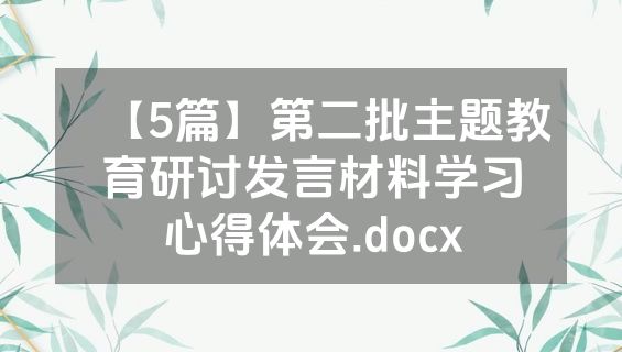【5篇】第二批主题教育研讨发言材料学习心得体会.docx