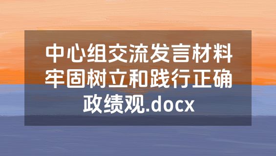 中心组交流发言材料牢固树立和践行正确政绩观.docx