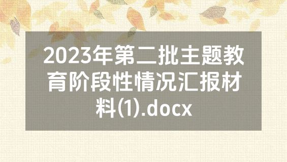 2023年第二批主题教育阶段性情况汇报材料(1).docx