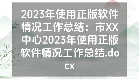 2023年使用正版软件情况工作总结：市XX中心2023年使用正版软件情况工作总结.docx