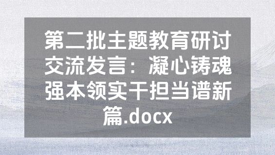 第二批主题教育研讨交流发言：凝心铸魂强本领实干担当谱新篇.docx