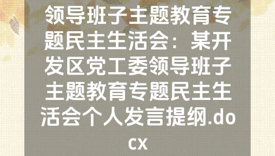 领导班子主题教育专题民主生活会：某开发区党工委领导班子主题教育专题民主生活会个人发言提纲.docx