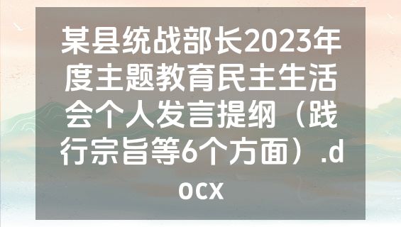 某县统战部长2023年度主题教育民主生活会个人发言提纲（践行宗旨等6个方面）.docx