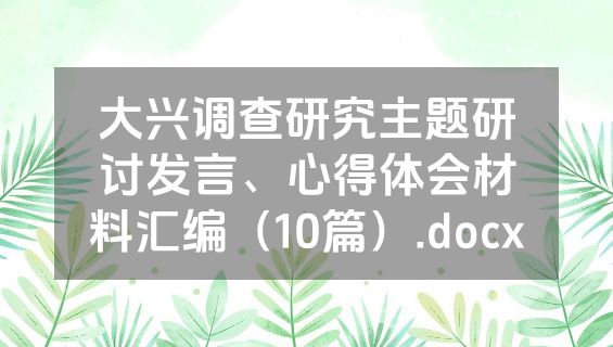 大兴调查研究主题研讨发言、心得体会材料汇编（10篇）.docx