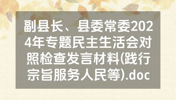 副县长、县委常委2024年专题民主生活会对照检查发言材料(践行宗旨服务人民等).doc