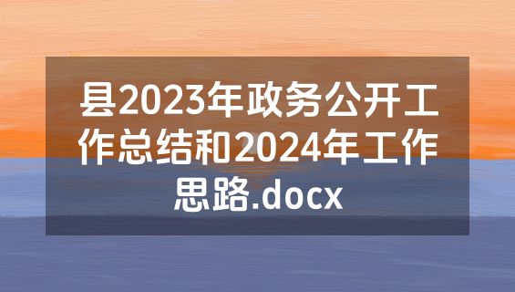 县2023年政务公开工作总结和2024年工作思路.docx