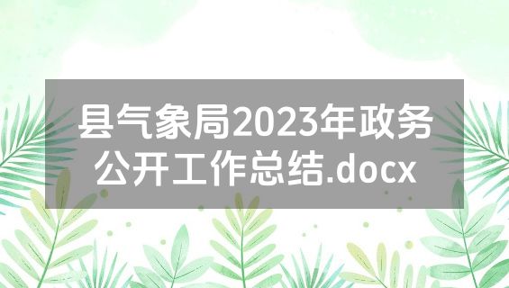 县气象局2023年政务公开工作总结.docx