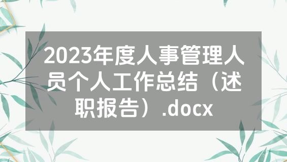 2023年度人事管理人员个人工作总结（述职报告）.docx