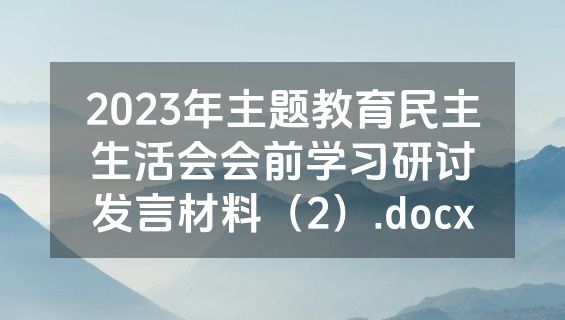 2023年主题教育民主生活会会前学习研讨发言材料（2）.docx