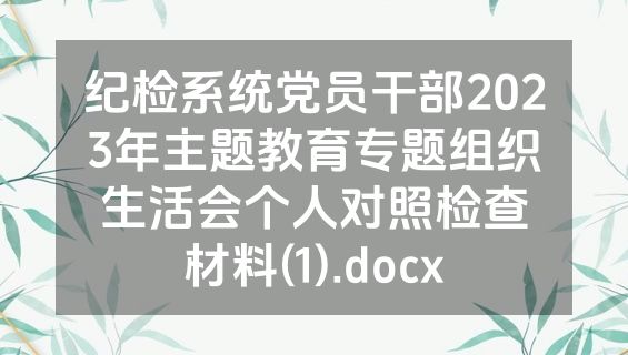 纪检系统党员干部2023年主题教育专题组织生活会个人对照检查材料(1).docx