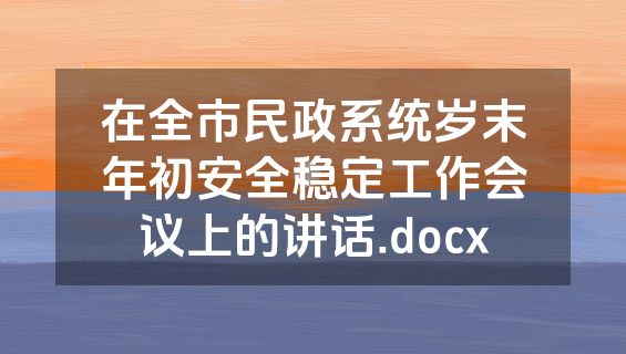 在全市民政系统岁末年初安全稳定工作会议上的讲话.docx