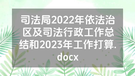 司法局2022年依法治区及司法行政工作总结和2023年工作打算.docx