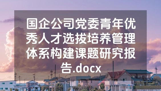 国企公司党委青年优秀人才选拔培养管理体系构建课题研究报告.docx