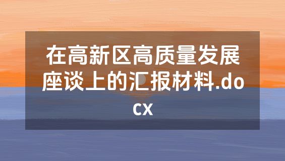 在高新区高质量发展座谈上的汇报材料.docx