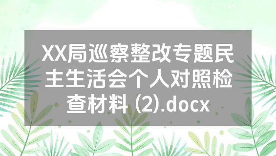 XX局巡察整改专题民主生活会个人对照检查材料 (2).docx
