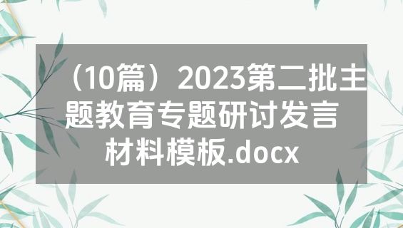 （10篇）2023第二批主题教育专题研讨发言材料模板.docx