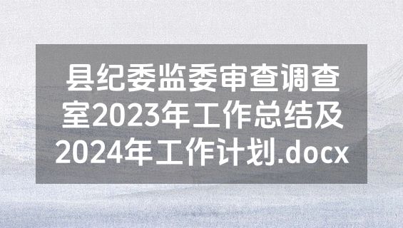 县纪委监委审查调查室2023年工作总结及2024年工作计划.docx