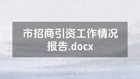 市招商引资工作情况报告.docx