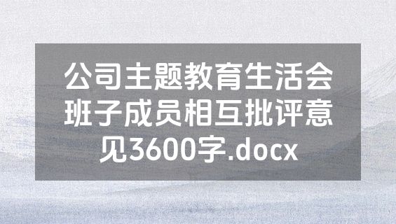 公司主题教育生活会班子成员相互批评意见3600字.docx