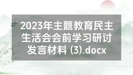 2023年主题教育民主生活会会前学习研讨发言材料 (3).docx