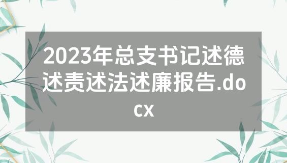 2023年总支书记述德述责述法述廉报告.docx