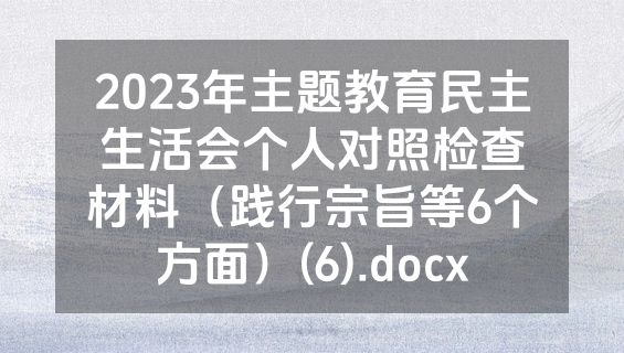 2023年主题教育民主生活会个人对照检查材料（践行宗旨等6个方面）(6).docx