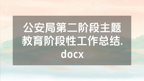公安局第二阶段主题教育阶段性工作总结.docx