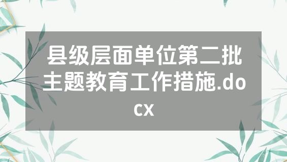 县级层面单位第二批主题教育工作措施.docx