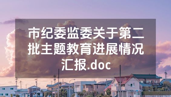 市纪委监委关于第二批主题教育进展情况汇报.doc
