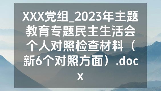 XXX党组_2023年主题教育专题民主生活会个人对照检查材料（新6个对照方面）.docx